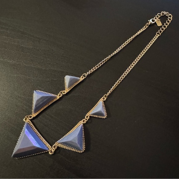 ✨2 for $30✨ Signed DaVinci Vintage Geometric Lavender Gold Tone Bib Necklace - Picture 13 of 14